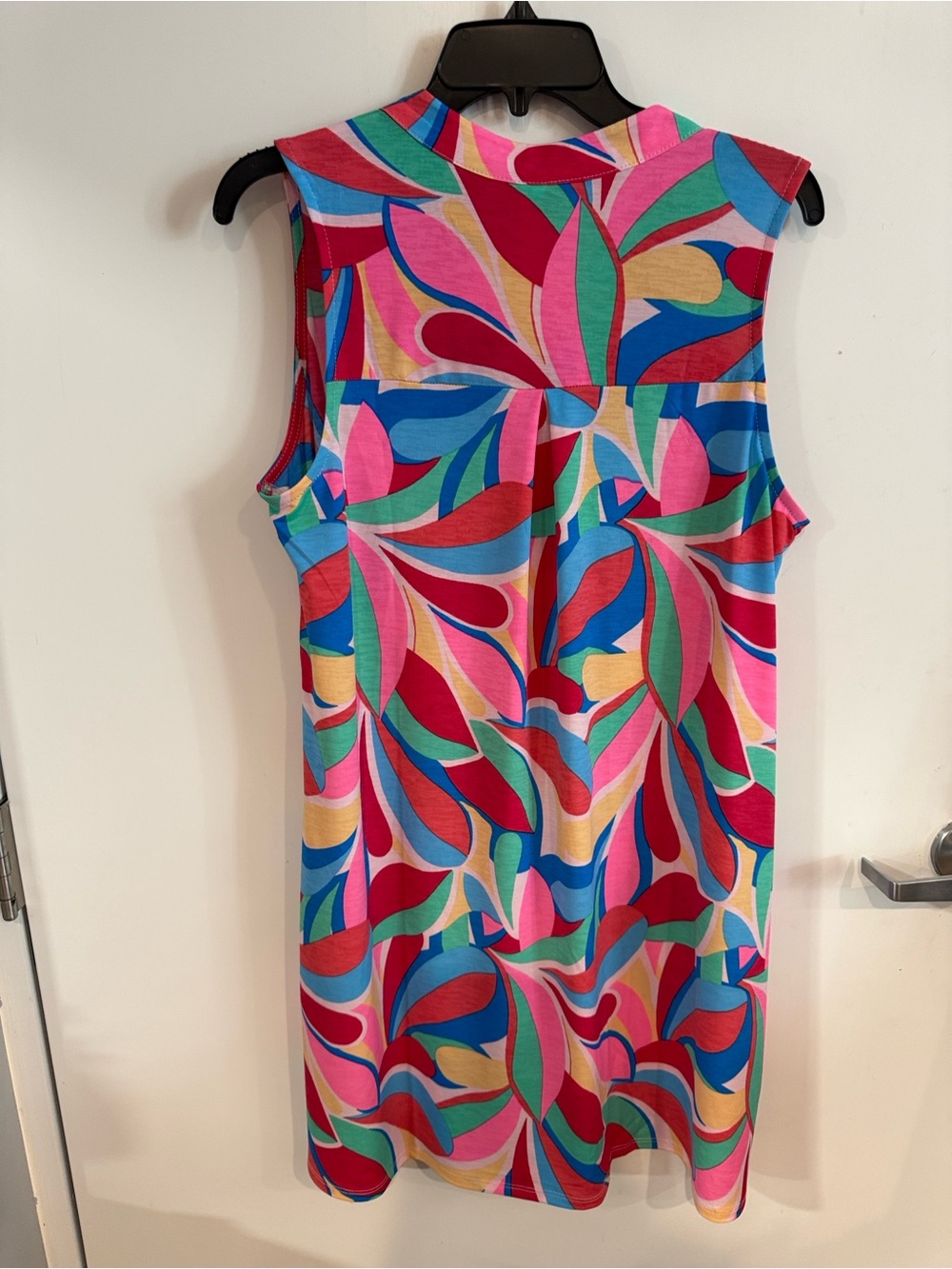 Sleeveless Multicolor Leaf-Print Mini Dress - Pink/Blue/Green/Yellow